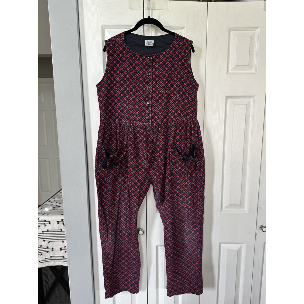 VTG 90s Laura Ashley jumpsuit 100% Cotton Relaxed Fit Cottagecore XL READ - Picture 8 of 13